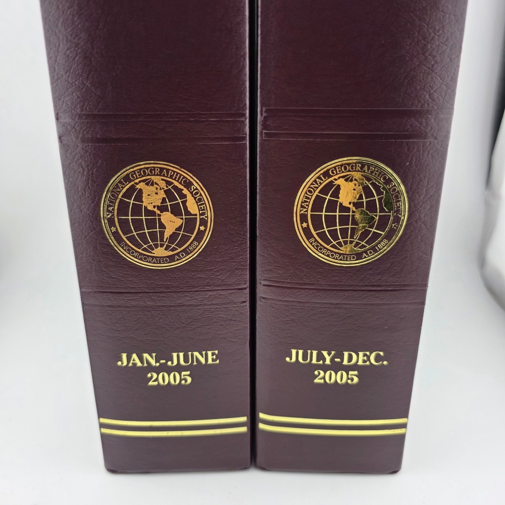 National Geographic Magazine Slipcase Set 2005 Burgundy Good Gold Embossed Vinyl